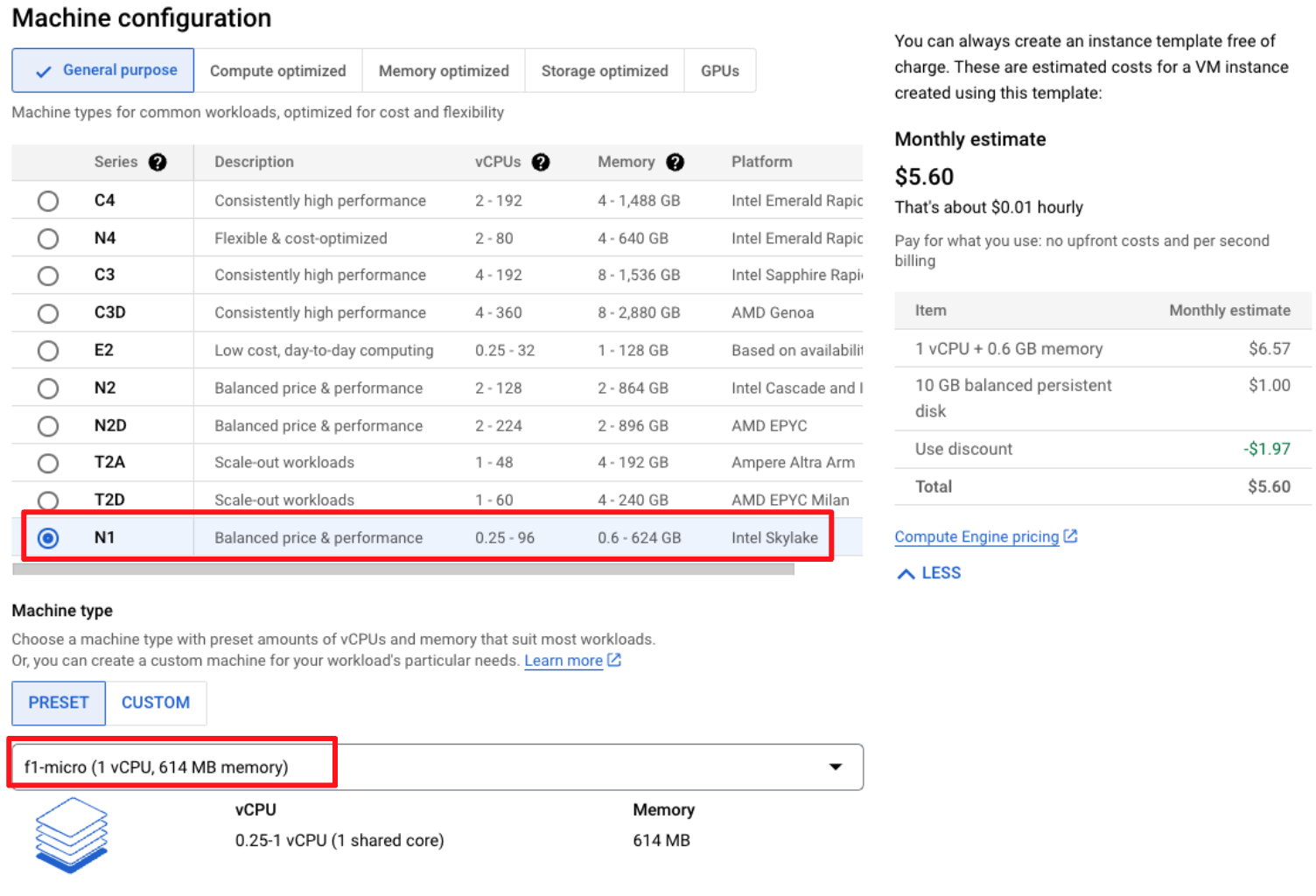在 GCP 設定 Instance Template 使用 f1-micro 主機
