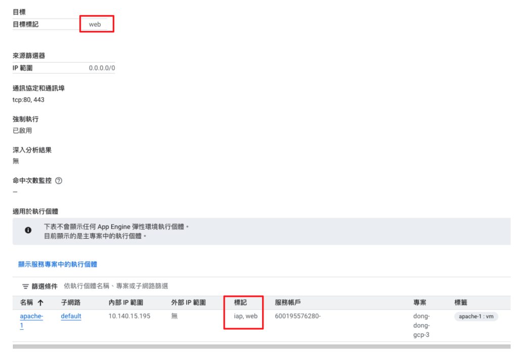 確認防火牆規則是否套用到機器上